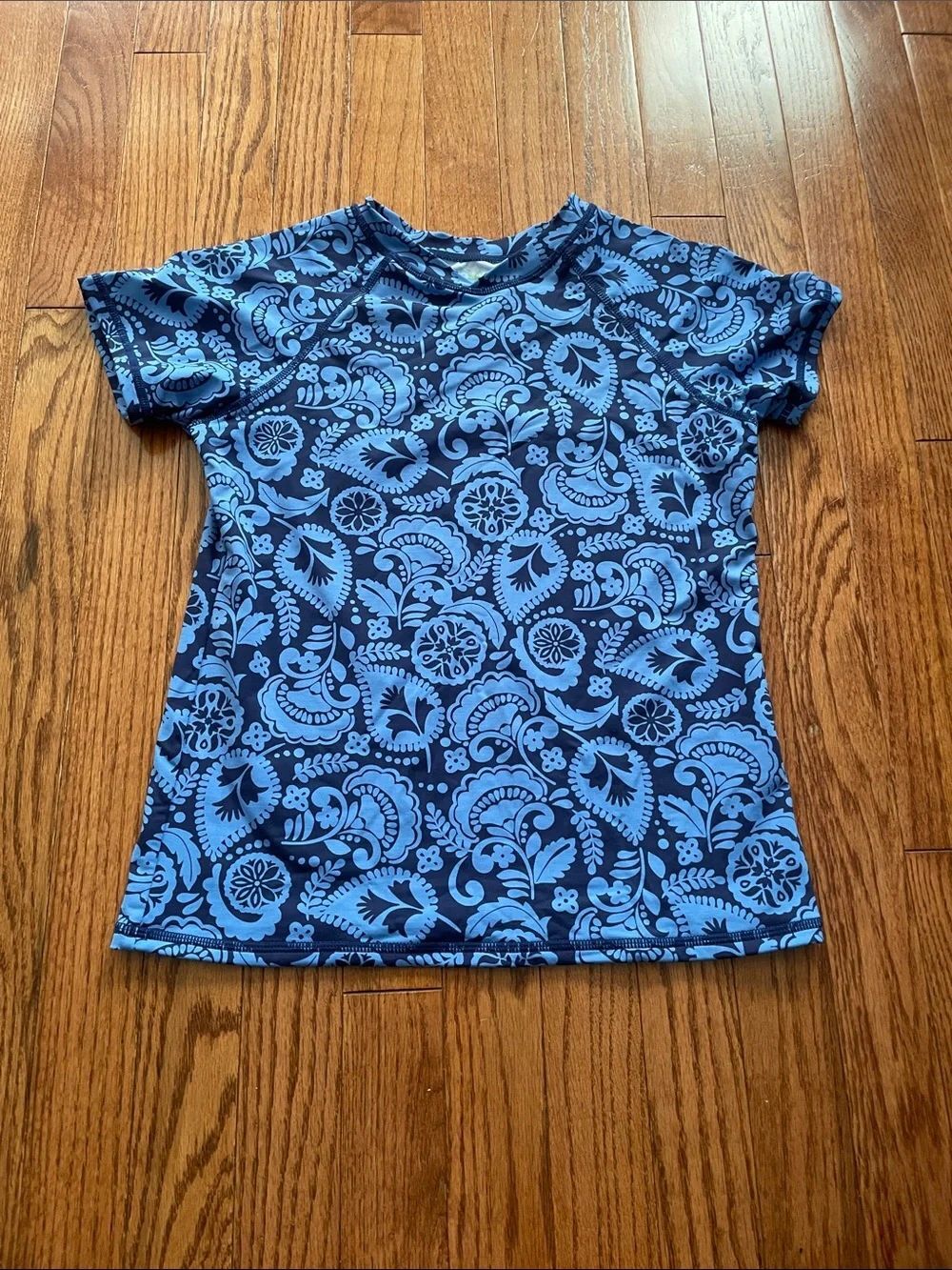 Garnet Hill Blue Paisley Print Rashguard Kid's Sz 14